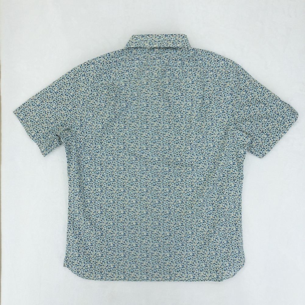 Van Heusen Button Up Mens Large Blue Stain Shield Slim Fit Short Sleeve Shirt - Picture 7 of 13